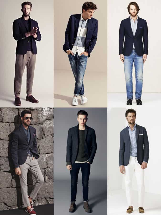 Navy Blazer - Layered Over Multiple Outfits - Men's Lookbook Inspiration