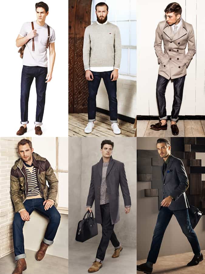 Men's Dark Indigo Jeans Outfit Inspiration Lookbook