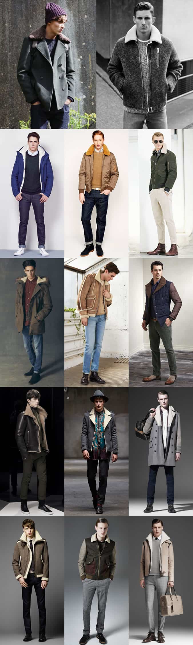 Men's Shearling Jackets & Coats Outfit Inspiration Lookbook