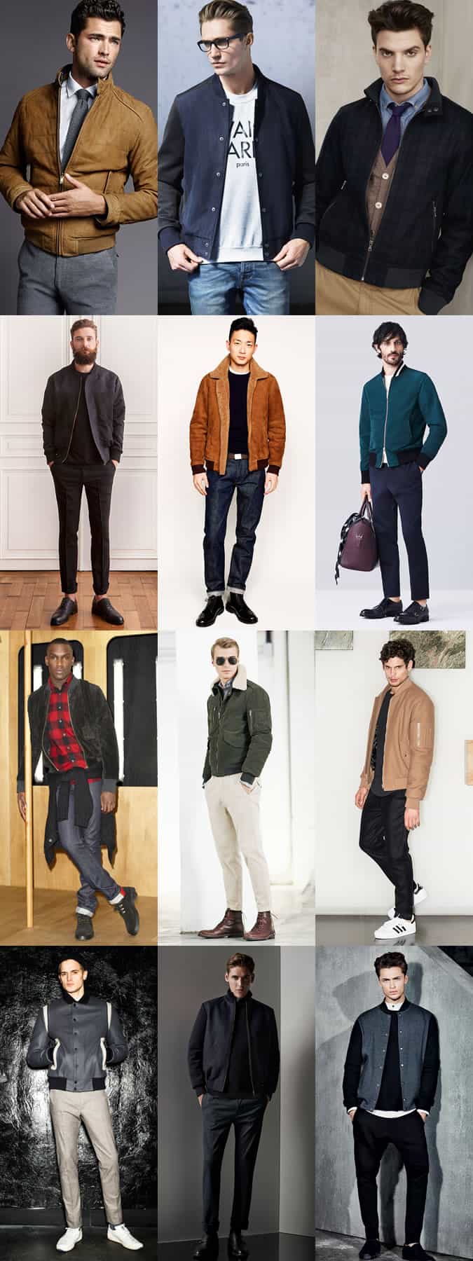 Men's Heavyweight Bomber Jacket Autumn Outfit Inspiration Lookbook