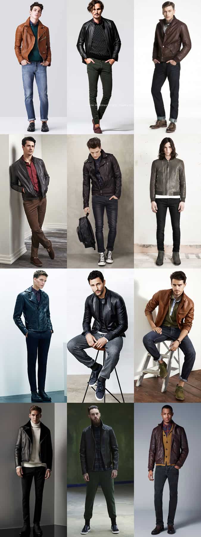 Men's Leather Jacket Autumn Outfit Inspiration Lookbook