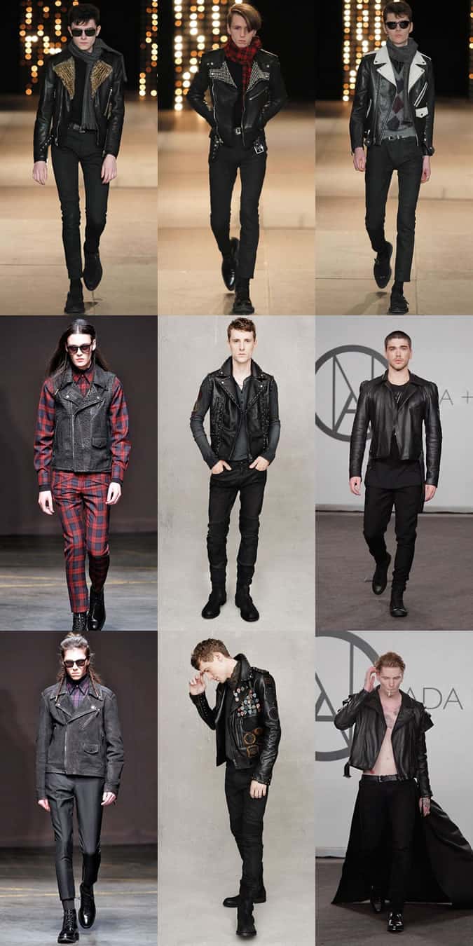 Men's Leather Biker Jackets On the AW14/SS15 Menswear Runways