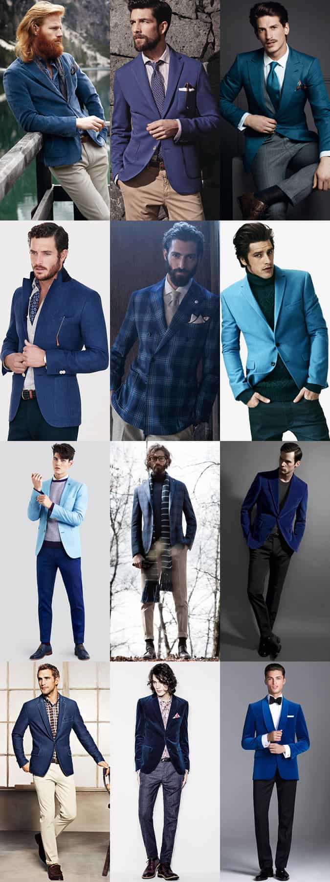 Men's Shades of Blue/Navy Blazers Outfit Inspiration Lookbook