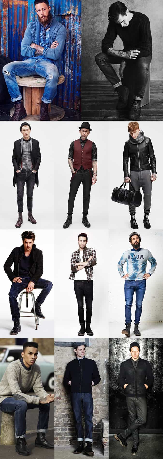 Men's Punk-Inspired Boots Outfit Inspiration Lookbook