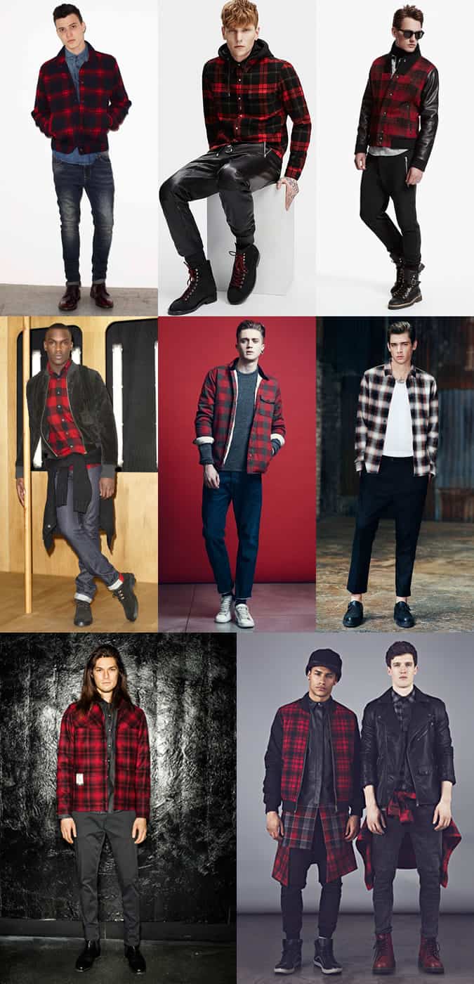 Black and Red Punk-Inspired Check Clothing - Outfit Inspiration Lookbook