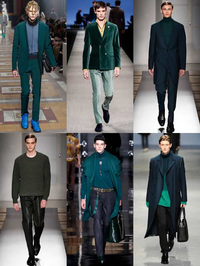 Men's Green Tailoring, Suits and Roll Necks On The Autumn/Winter 2014 Menswear Runways