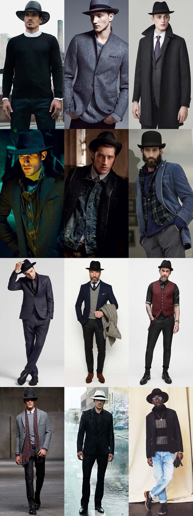 Men's Structured Hats - Fedora, Trilby, Bowler and Pork Pie - Autumn/Winter Outfit Inspiration Lookbook