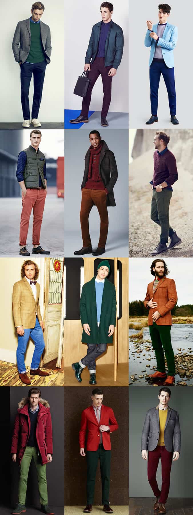 Men's Autumn/Winter Colour-Blocking Outfit Inspiration Lookbook