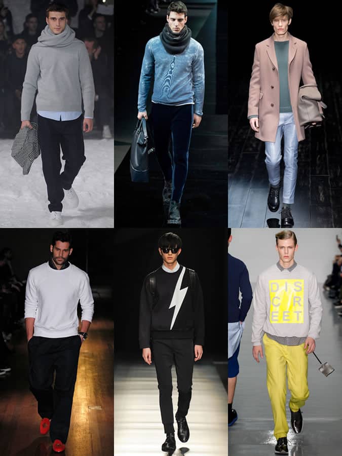 Men's Casual Crew Neck Jumpers & Sweatshirts On The Autumn/Winter 2014 Runways