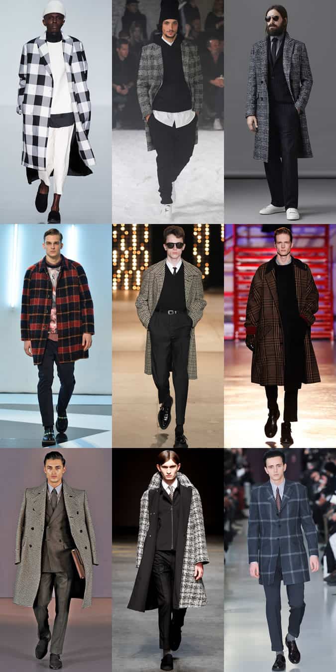 Men's Checked Overcoats On The AW14 Runways
