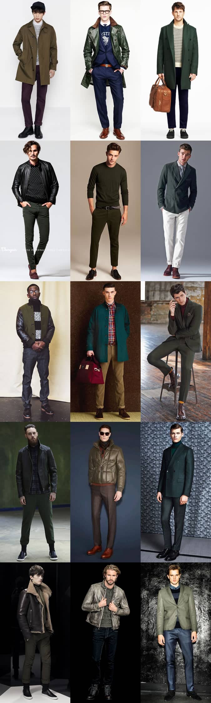 Men's Green Clothing, Outerwear, Tailoring and Accessories - Outfit Inspiration Lookbook