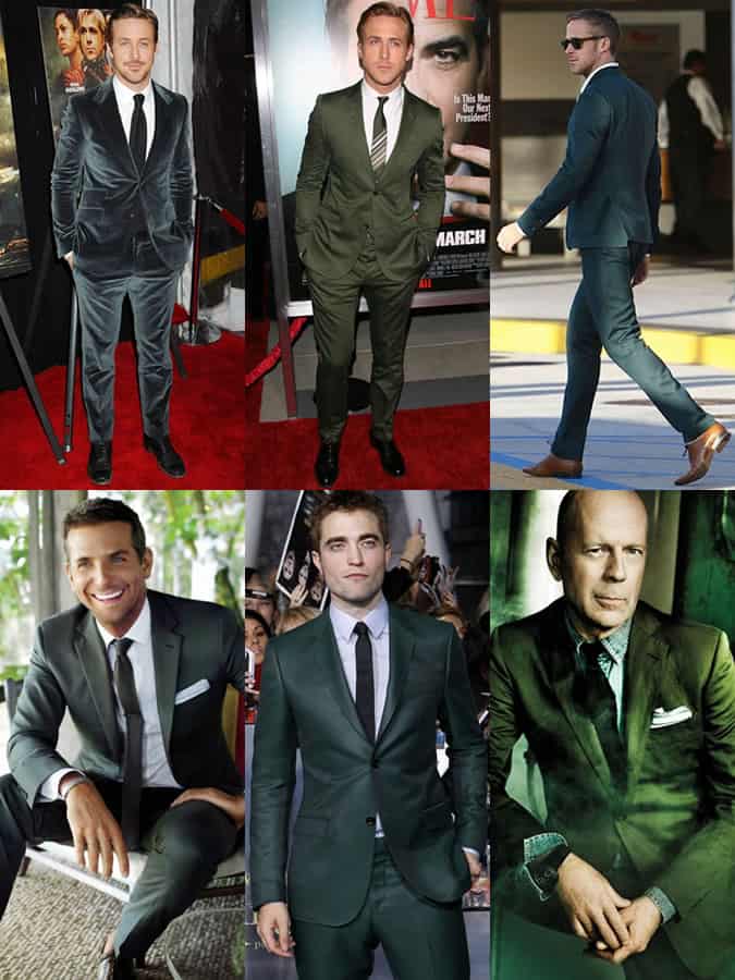 Ryan Gosling, Robert Pattinson, Bruce Willis and Bradley Cooper in Green Suits