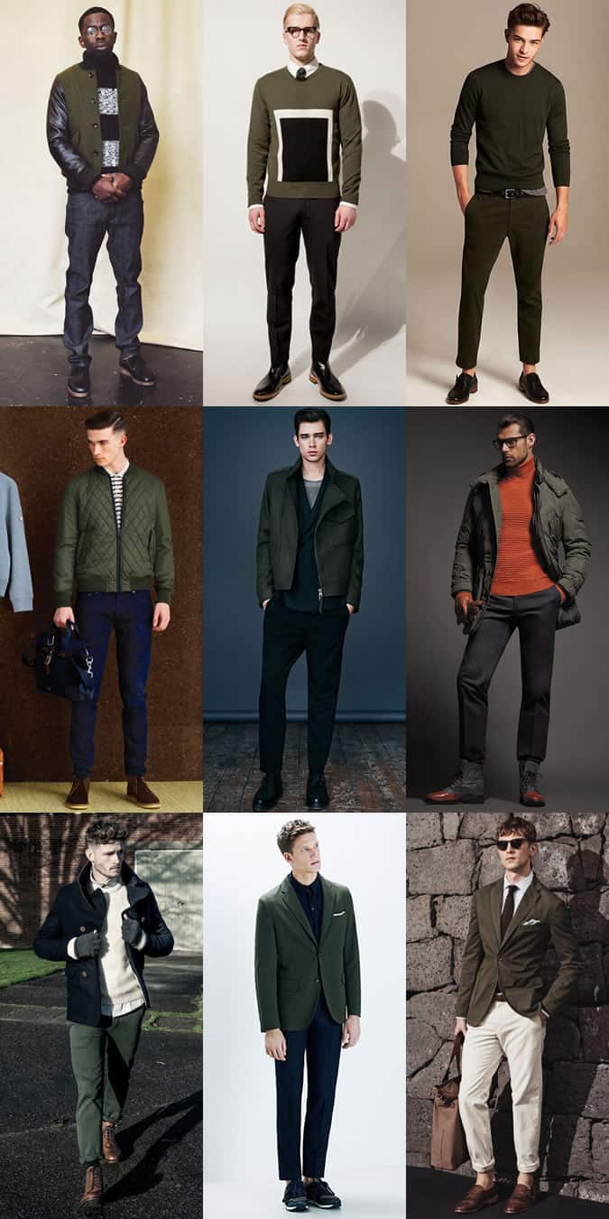 Men's Army-Inspired Olive Green/Khaki Clothing Outfit Inspiration Lookbook