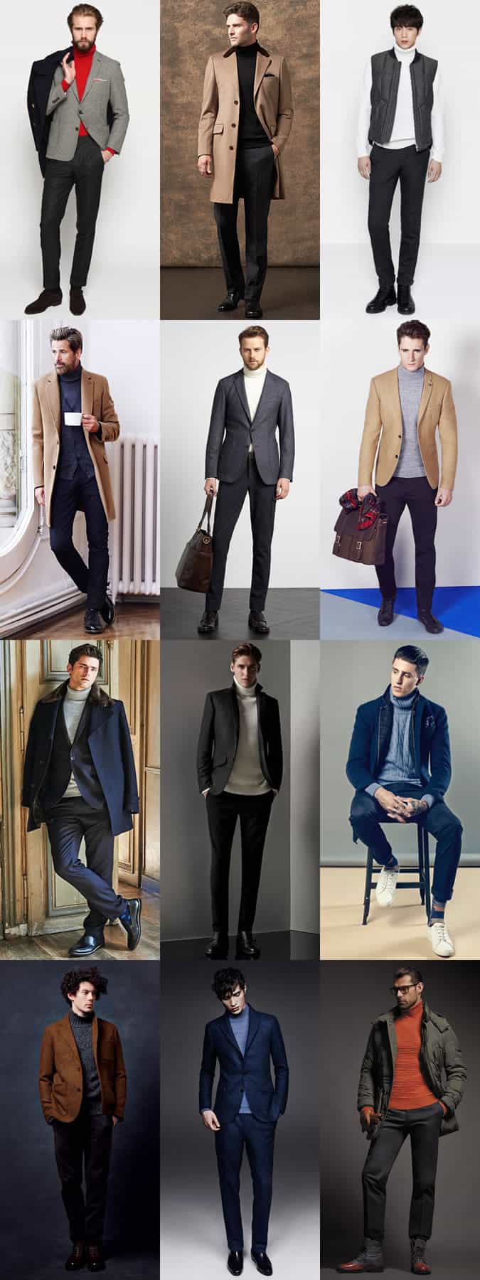 Men's Roll/Turtle/Polo Neck Jumpers Outfit Inspiration Lookbook