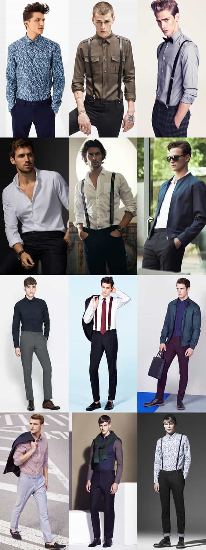 Men's Beltless and Trouser Braces Outfit Inspiration Lookbook