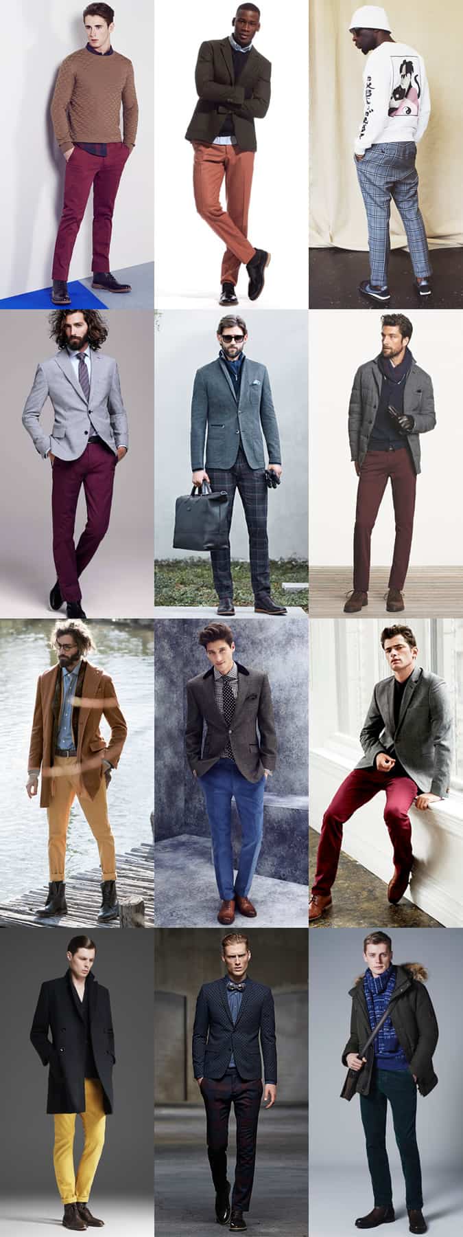 Men's Coloured/Patterned Trousers and Chinos Autumn/Winter Outfit Inspiration Lookbook