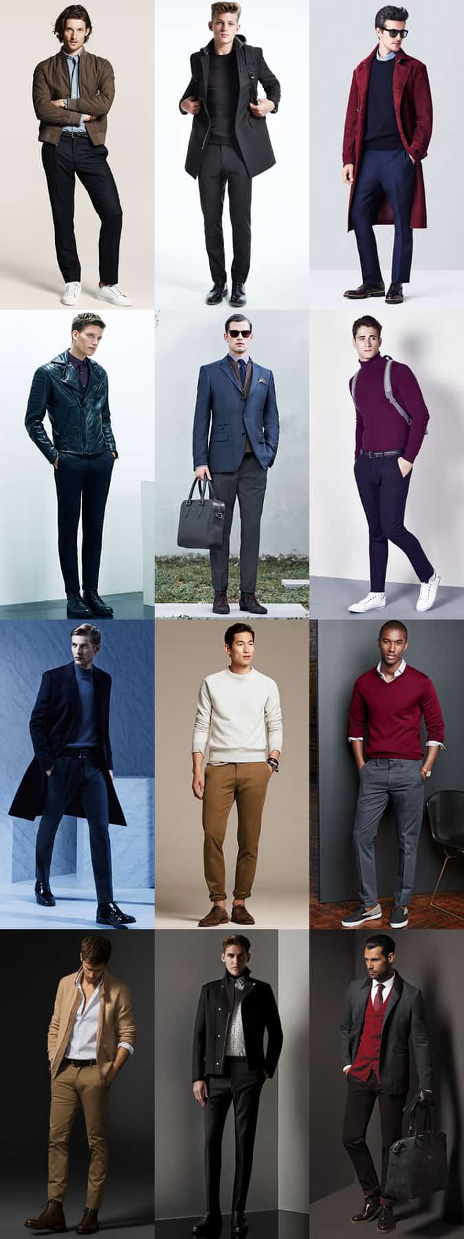 Men's Slim, Tapered Trousers and Chinos Outfit Inspiration Lookbook