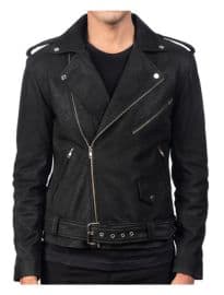 TJM Allaric Alley Distressed Black Leather Biker Jacket