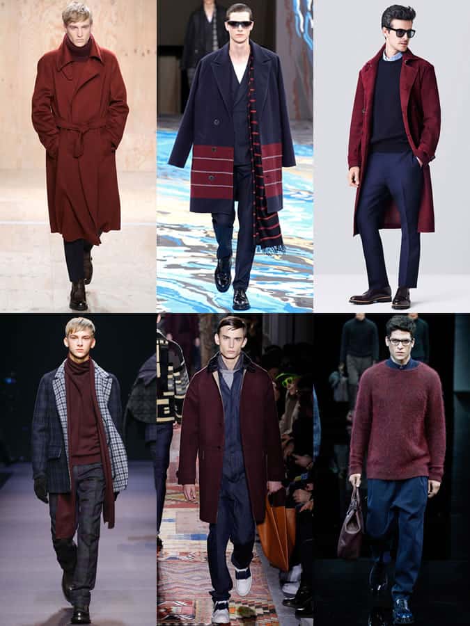 Men's Burgundy and Blue Outfits On The AW14/SS15 Runways