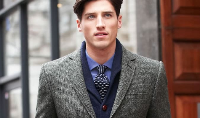Men's Herringbone Tweed Suit Grey Suit
