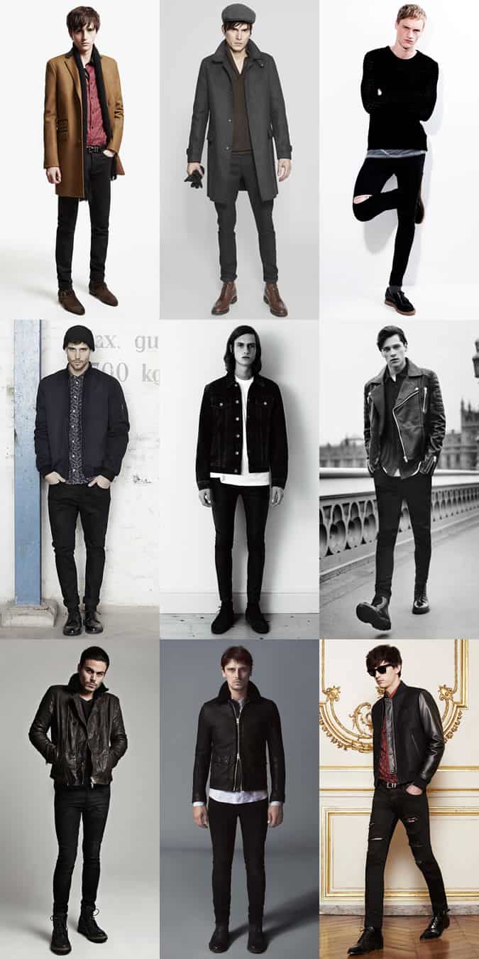 Men's Black Skinny and Slim Jeans - Modern Rockabilly-Inspired Outfit Inspiration Lookbook