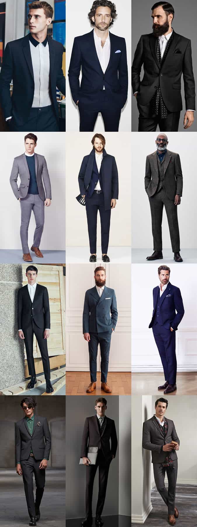 Men's Tie-Less Shirts With Suits - Outfit Inspiration Lookbook