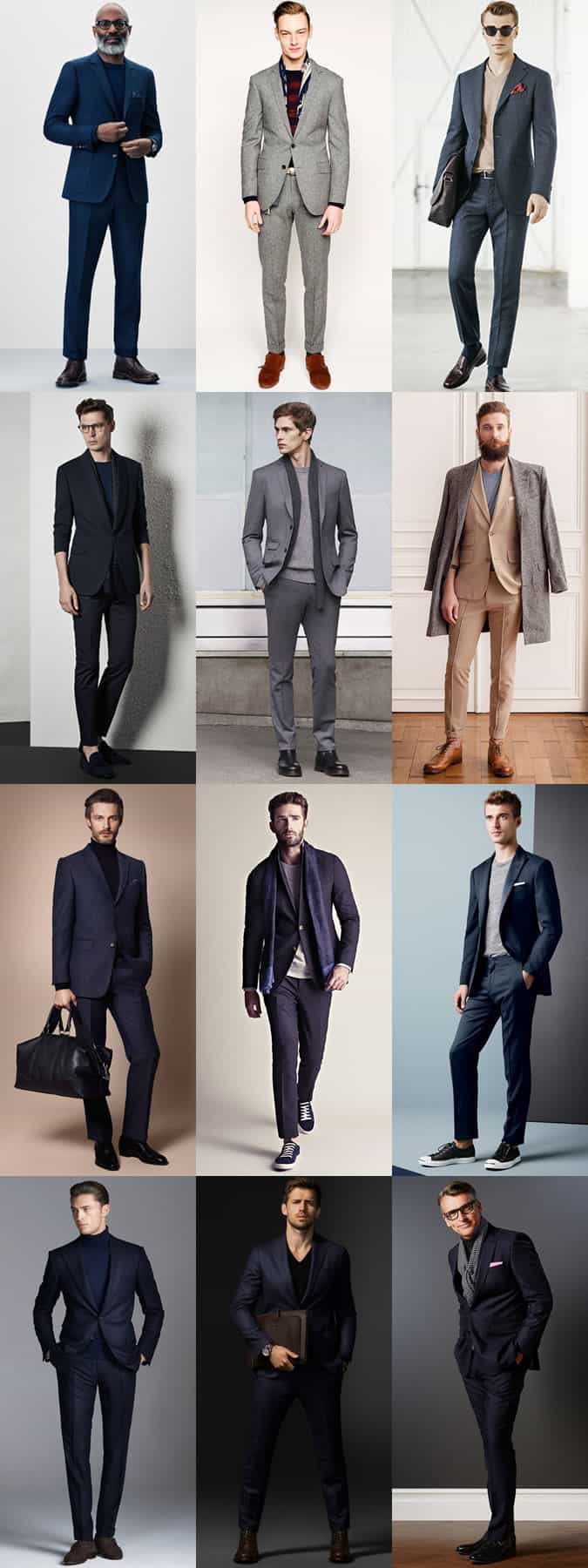 Men's Dressed-Down Suit Outfit Inspiration - Tailoring Paired with T-Shirts, Knitwear, Roll Necks