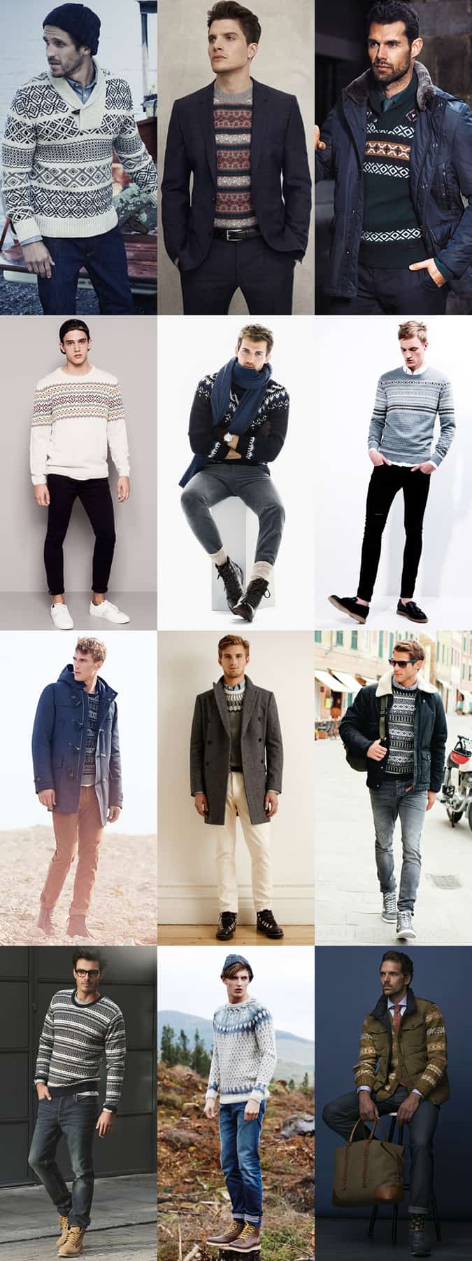 Men's Fair Isle Jumpers Outfit Inspiration Lookbook