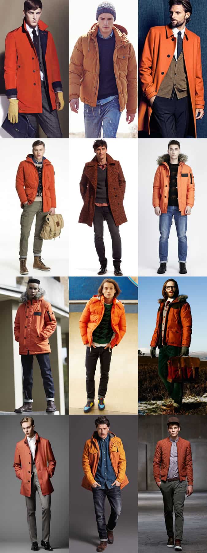 Men's Orange Outerwear/Coats/Jackets - Outfit Inspiration Lookbook