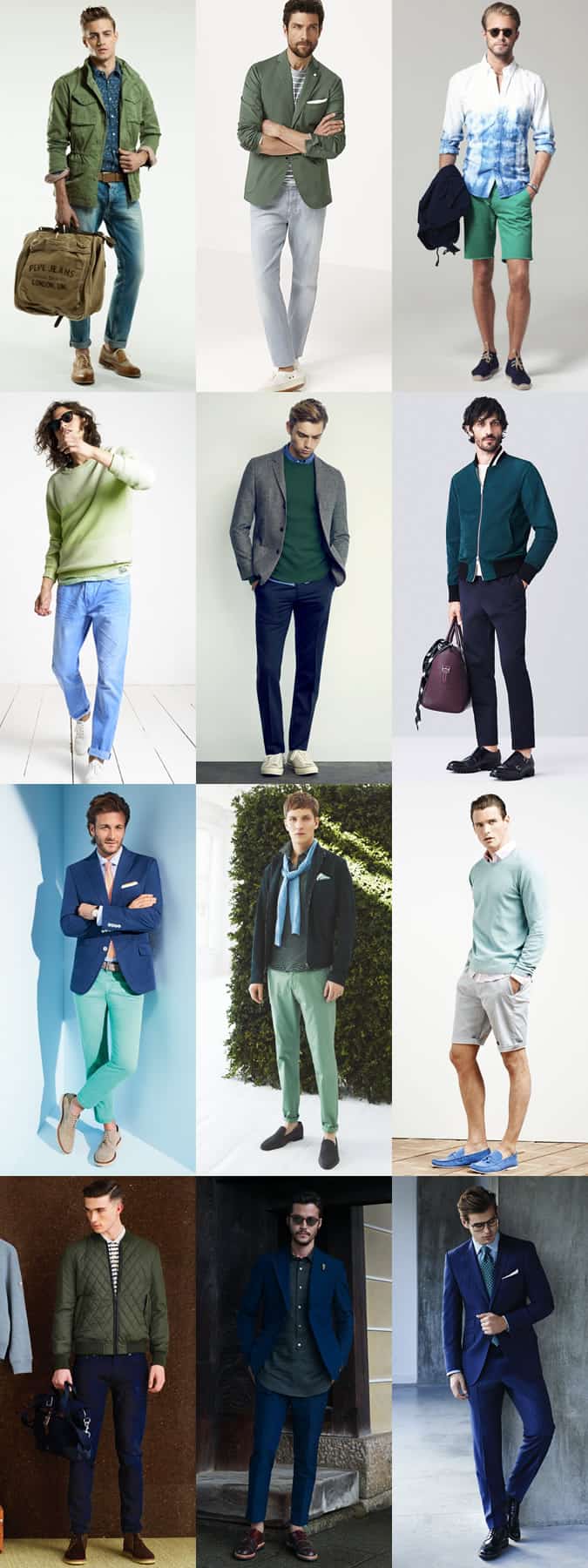 Men's Blue and Green Spring/Summer Outfit Inspiration Lookbook