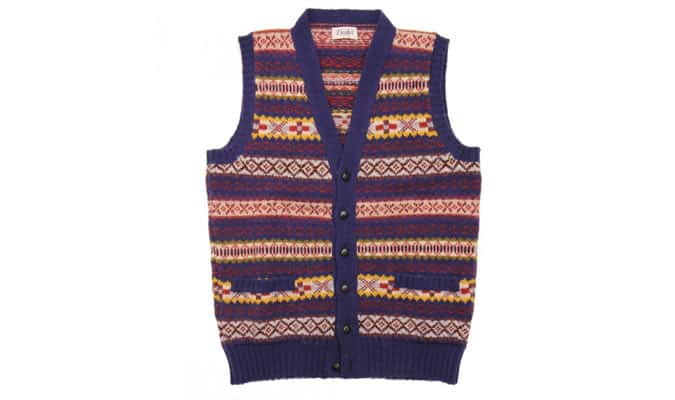 Drake's Shetland Wool Fair Isle Sleeveless Cardigan