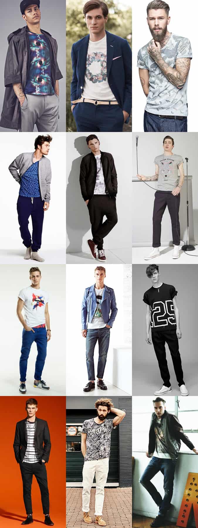 Men's Printed/Patterned Statement T-Shirts - Transitional Outfit Inspiration Lookbook