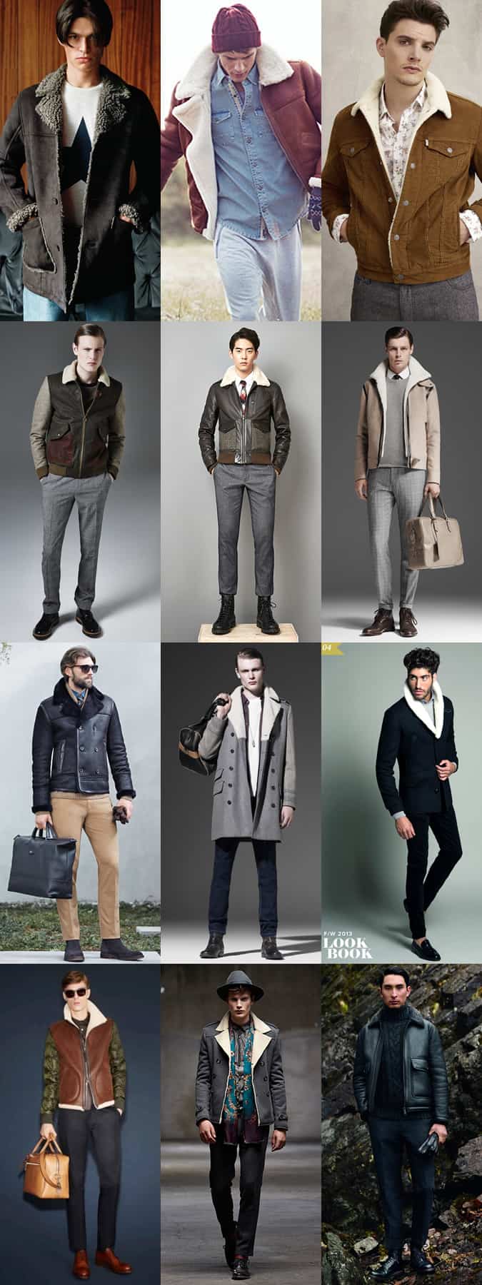 Men's Shearling Jackets and Coats Outfit Inspiration Lookbook