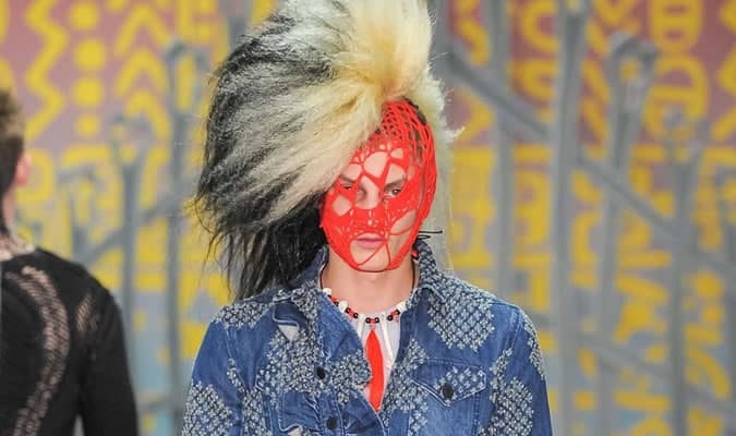 Sibling (SS15) Crochet Face Mask With Feathers