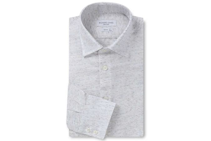 Richard James Tailored Colour Flecked Linen and Cotton Shirt