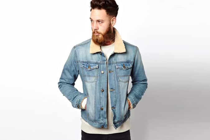 ASOS Denim Jacket With Borg Collar