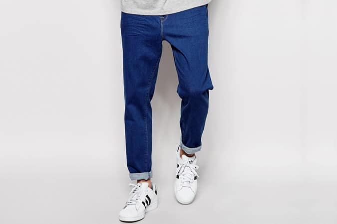 ASOS Stretch Tapered Jeans In Bright Blue