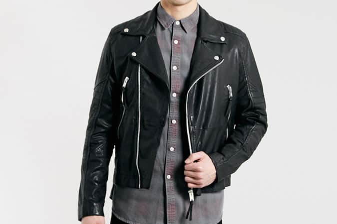 Topman Black Leather Biker Jacket
