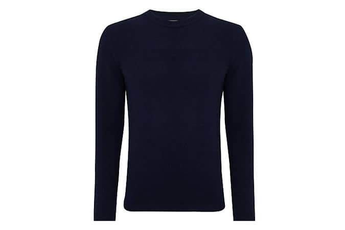 JOHN LEWIS & Co. Moss Yoke Crew Neck Jumper, Navy