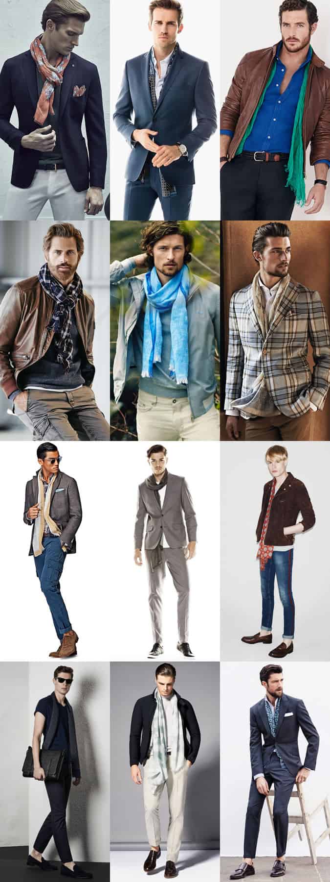 Men's Lightweight Scarves Outfit Inspiration Lookbook: Spring/Summer 2015