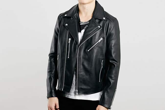 Topman Black Leather Biker Jacket