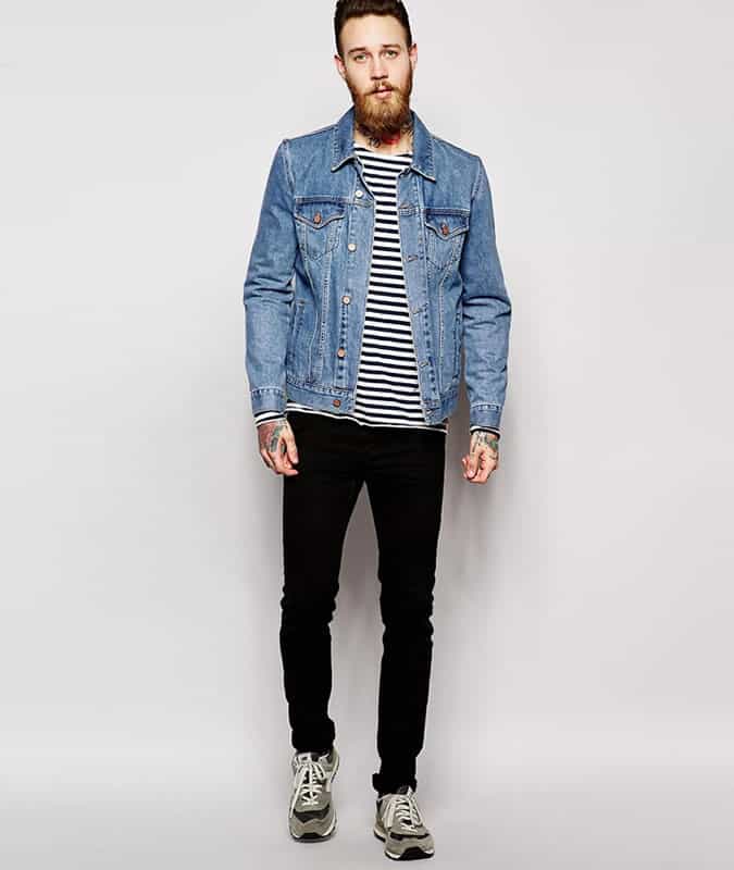 ASOS Nudie Long Sleeve Top Otto Raglan Solid Stripe