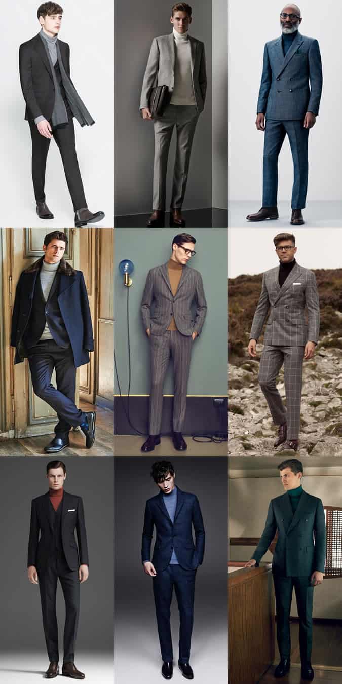 Men's Roll Necks With Suits Outfit Inspiration Lookbook