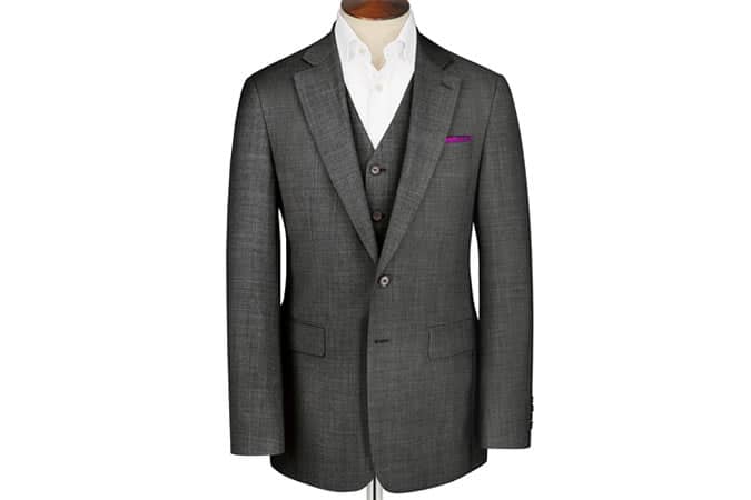 Charles Tyrwhitt Grey Apsley Sharkskin Classic Fit Business Suit
