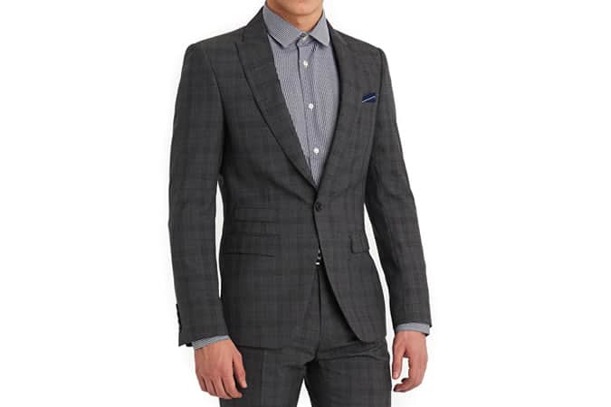 Moss London Slim Fit Grey Check Suit