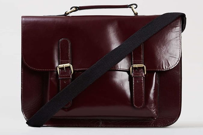 Topman Burgundy Leather Satchel