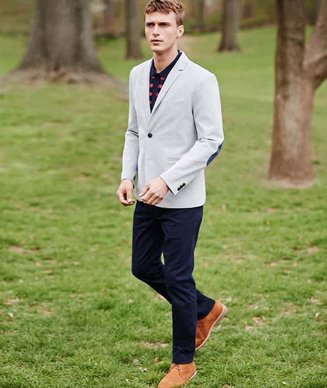 Men's Desert boots and tailored separates outfit inspiration