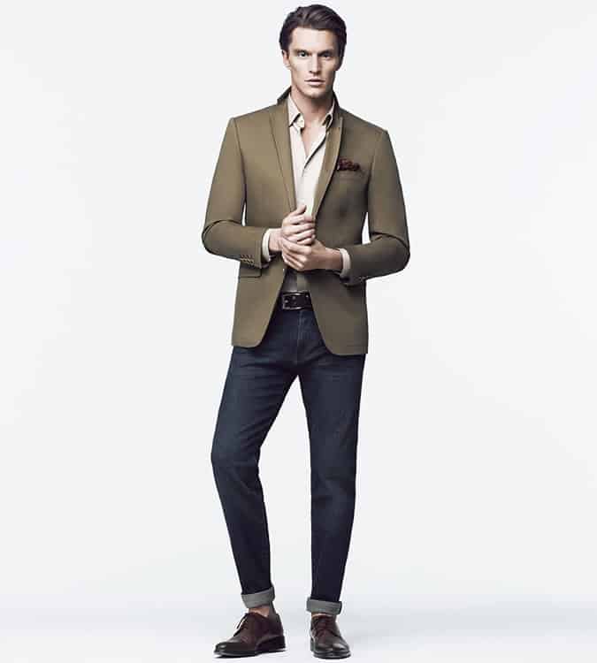 Shirt, Dark Jeans and Blazer Outfit For Men