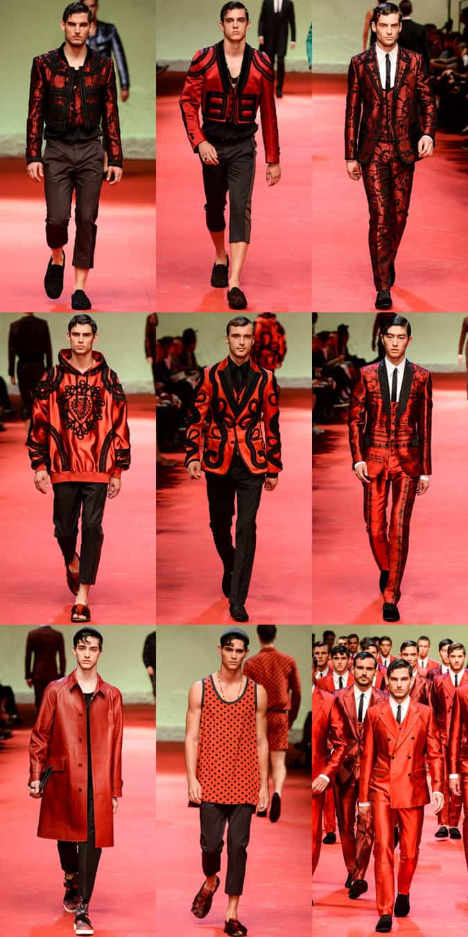 Red On The Dolce & Gabbana Spring/Summer 2015 Menswear Runways
