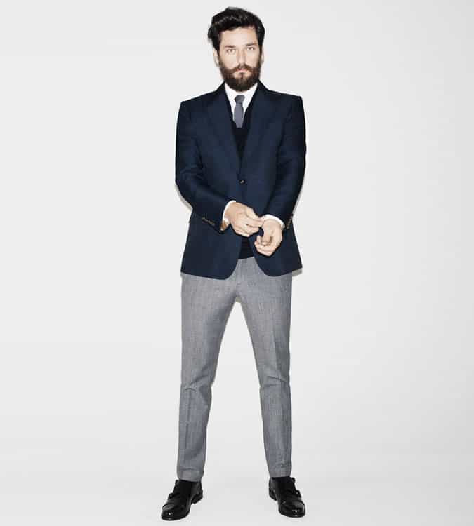 Men's Go-To Outfit Combinations - Navy Blazer With Grey Trousers
